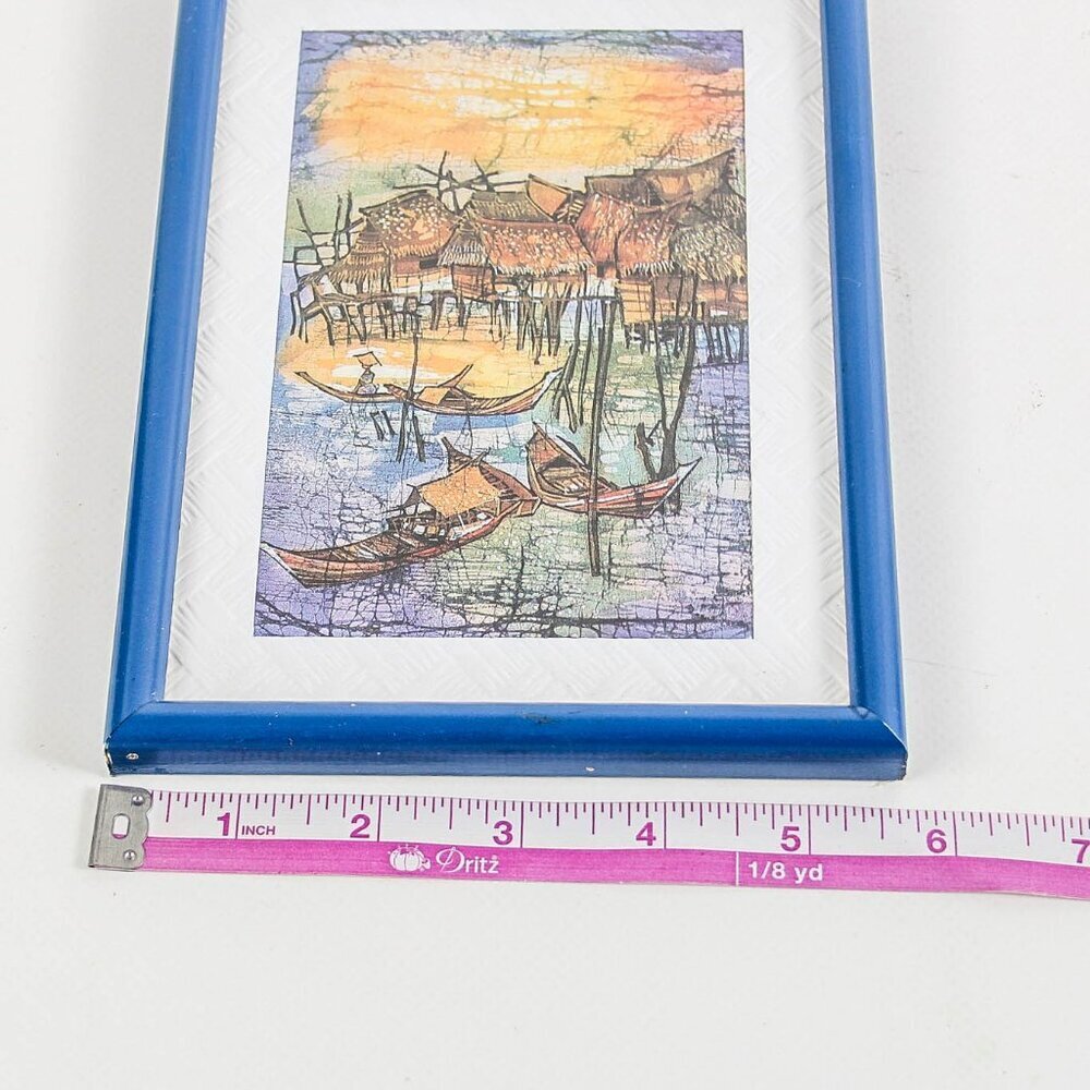 Vintage Art – Framed Southeast Asian Village Seascape - Picture 4 of 4